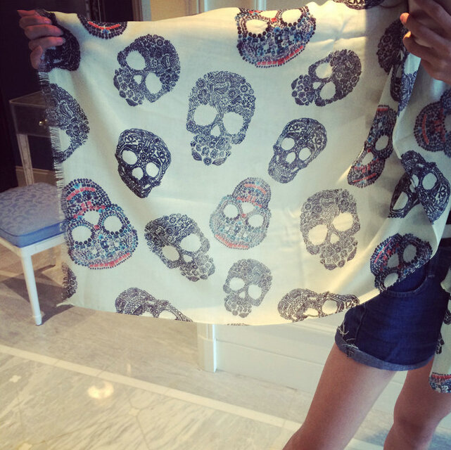 Unique Skull Scarf Scarves For Women Winter Warm Cotton Panties 190*110CM - White