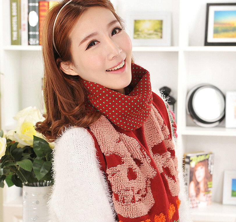 Unique Skull Scarf Shawls Women Winter Warm Wool Panties 170*30CM - Orange