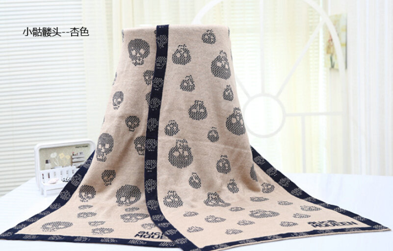 Unique Skull Scarf Shawls Women Winter Warm Wool Panties 180*70CM - Beige