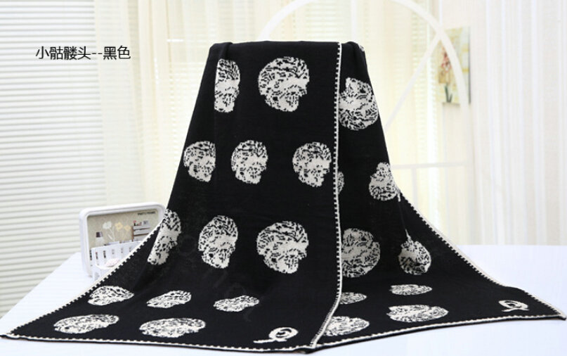 Unique Skull Scarf Shawls Women Winter Warm Wool Panties 180*70CM - Black White