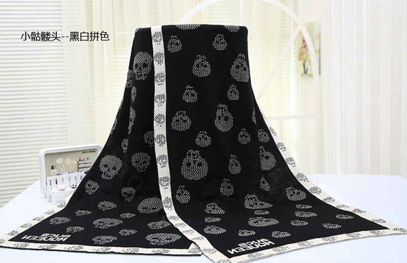 Unique Skull Scarf Shawls Women Winter Warm Wool Panties 180*70CM - Black