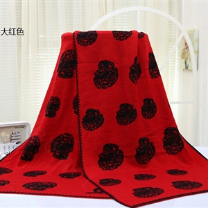 Unique Skull Scarf Shawls Women Winter Warm Wool Panties 180*70CM - Red