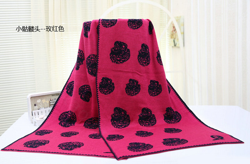 Unique Skull Scarf Shawls Women Winter Warm Wool Panties 180*70CM - Rose