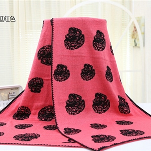 Unique Skull Scarf Shawls Women Winter Warm Wool Panties 180*70CM - Watermelon Red