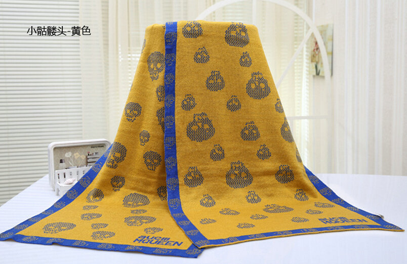Unique Skull Scarf Shawls Women Winter Warm Wool Panties 180*70CM - Yellow