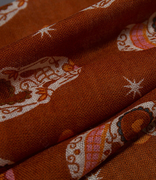 Unique Skull Scarf Shawls Women Winter Warm Wool Panties 190*65CM - Orange