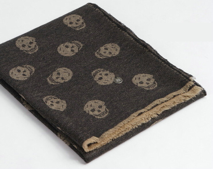 Unique Skull Scarf Shawls Women Winter Warm Wool Panties 190*75CM - Coffee