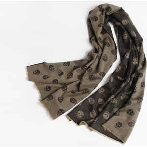 Unique Skull Scarf Shawls Women Winter Warm Wool Panties 190*75CM - Coffee