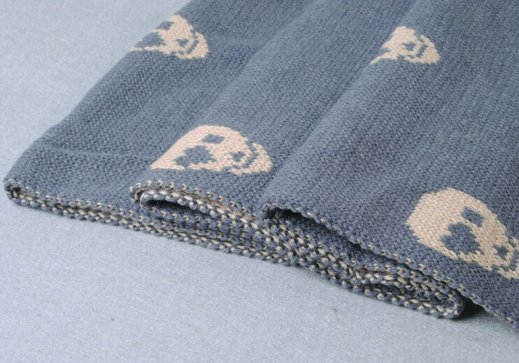 Unique Skull Scarf Shawls Women Winter Warm Wool Panties 200*30CM - Grey