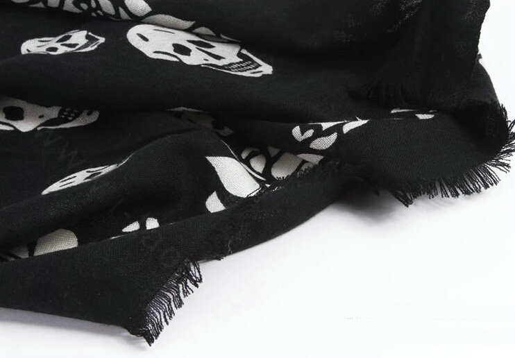 Unique Skull Scarf Shawls Women Winter Warm Wool Panties 200*70CM - Black