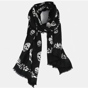 Unique Skull Scarf Shawls Women Winter Warm Wool Panties 200*70CM - Black