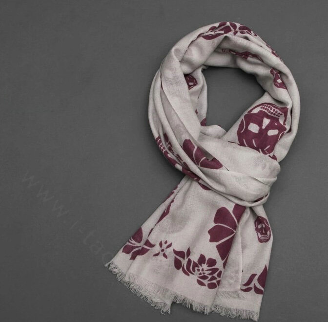 Unique Skull Scarf Shawls Women Winter Warm Wool Panties 200*70CM - Grey