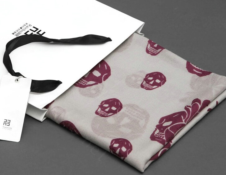 Unique Skull Scarf Shawls Women Winter Warm Wool Panties 200*70CM - Grey