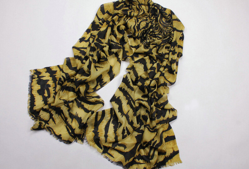 Unique Skull Scarves Wraps Women Winter Warm Wool Panties 200*70CM - Yellow