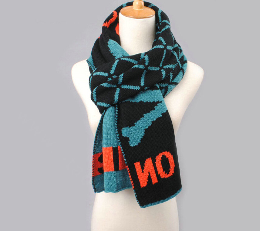 Vintage Plaid Skull Scarves Wrap Women Winter Warm Polyester 200*33CM - Black Blue