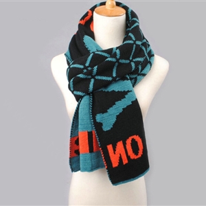 Vintage Plaid Skull Scarves Wrap Women Winter Warm Polyester 200*33CM - Black Blue