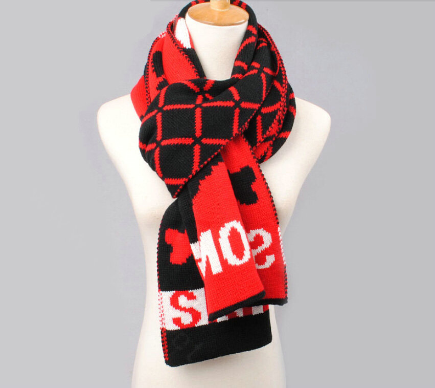 Vintage Plaid Skull Scarves Wrap Women Winter Warm Polyester 200*33CM - Red