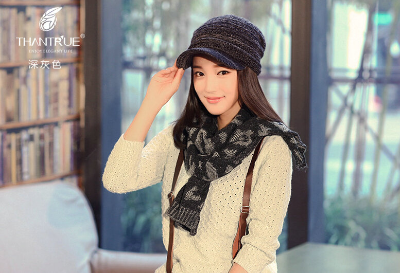 Vintage Skull Scarves Wrap Women Winter Warm Polyester 200*33CM - Dark Grey