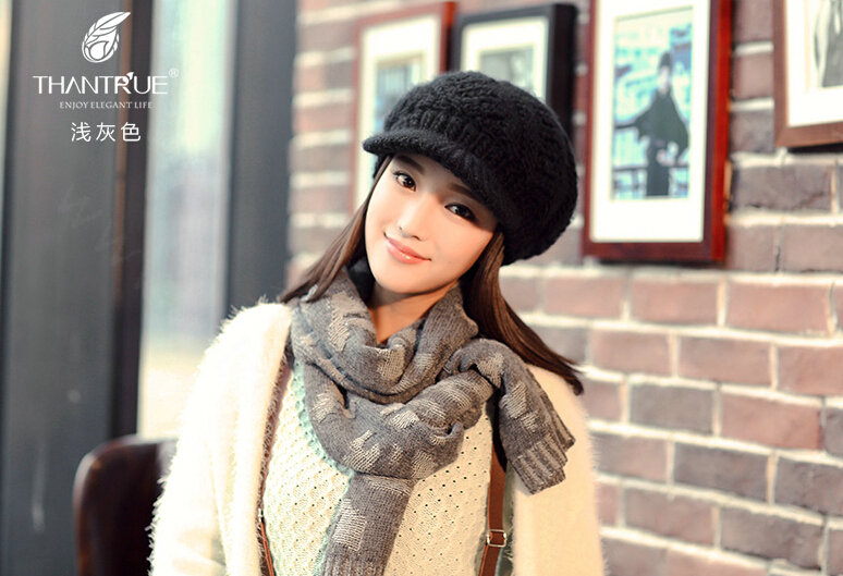 Vintage Skull Scarves Wrap Women Winter Warm Polyester 200*33CM - Grey