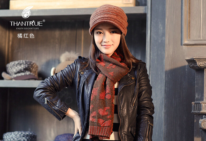 Vintage Skull Scarves Wrap Women Winter Warm Polyester 200*33CM - Orange
