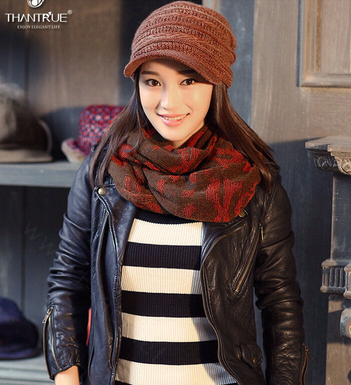 Vintage Skull Scarves Wrap Women Winter Warm Polyester 200*33CM - Orange
