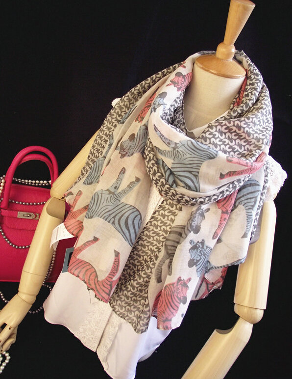 Zebra Print Scarf Scarves For Women Winter Warm Cotton Panties 180*100CM - Color
