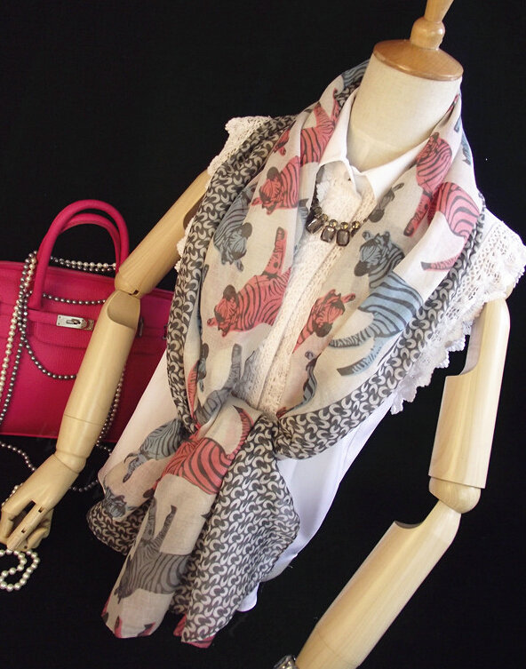 Zebra Print Scarf Scarves For Women Winter Warm Cotton Panties 180*100CM - Color