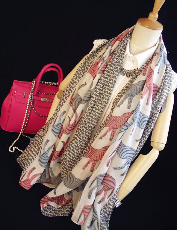 Zebra Print Scarf Scarves For Women Winter Warm Cotton Panties 180*100CM - Color