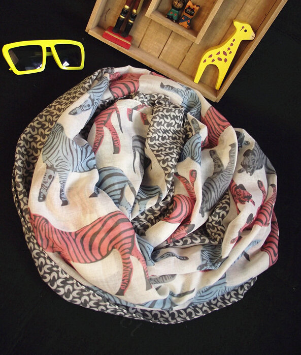 Zebra Print Scarf Scarves For Women Winter Warm Cotton Panties 180*100CM - Color