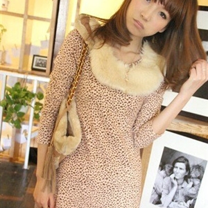 Affordable Dresses Winter Girls Leopard Print Long Sleeved - Pink