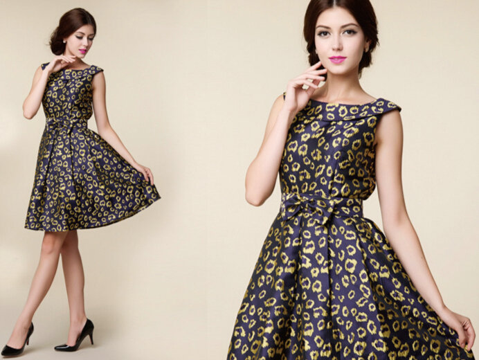 Beautiful Dresses Summer Women Plus Size Leopard Print Bowknot - Purple