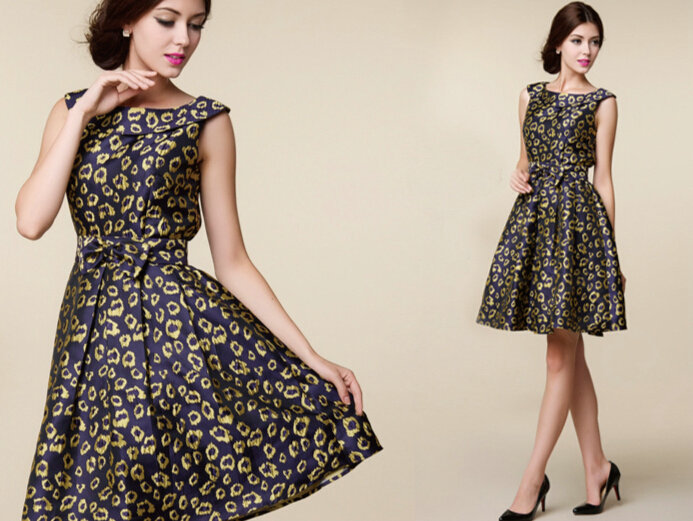 Beautiful Dresses Summer Women Plus Size Leopard Print Bowknot - Purple