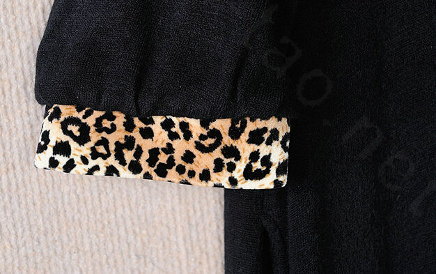 Classy Dresses Fall Women Elbow-Length Sleeve Leopard Print Plus Size - Black