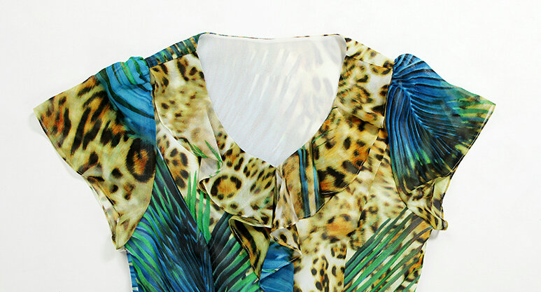 Classy Dresses Summer Women Skirts Leopard Print Knee Length - Blue