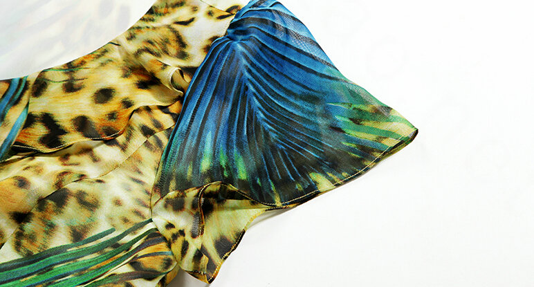 Classy Dresses Summer Women Skirts Leopard Print Knee Length - Blue