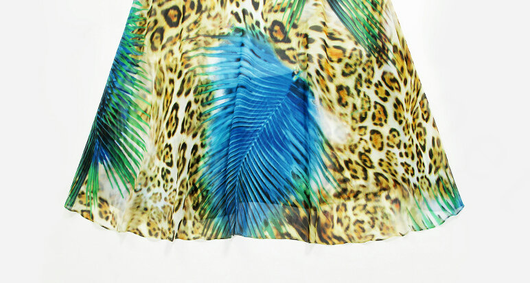 Classy Dresses Summer Women Skirts Leopard Print Knee Length - Blue