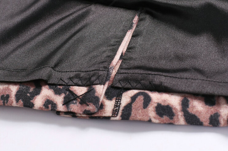 Classy Dresses Winter Ladies Leopard Print Lace Long Sleeved - Black Coffee