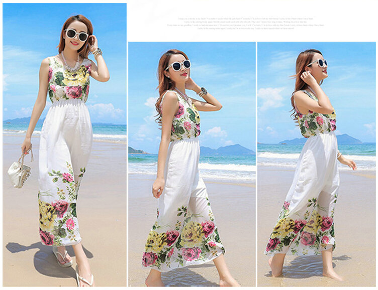 Cute Dresses Summer Girls Affordable Printed Bohemian Coast Chiffon Long - White