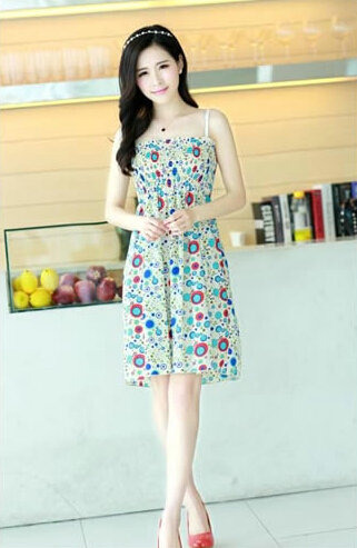 Cute Dresses Summer Girls Sleeveless Circle Short Sundresses - Blue