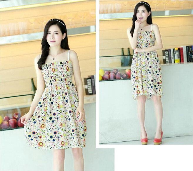 Cute Dresses Summer Girls Sleeveless Circle Short Sundresses - Yellow