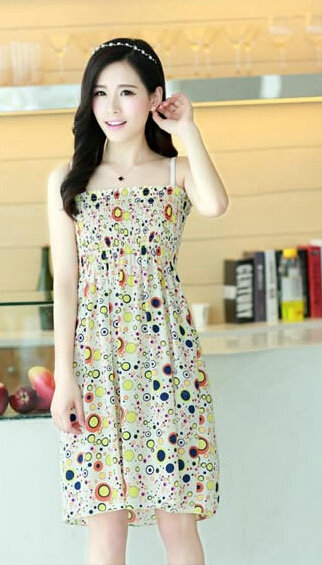 Cute Dresses Summer Girls Sleeveless Circle Short Sundresses - Yellow