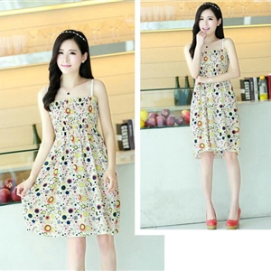 Cute Dresses Summer Girls Sleeveless Circle Short Sundresses - Yellow