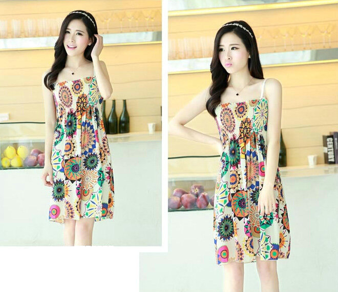 Cute Dresses Summer Girls Sleeveless Floral Short Sundresses - Colorful