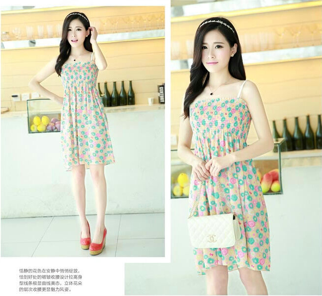 Cute Dresses Summer Girls Sleeveless Floral Short Sundresses - Green