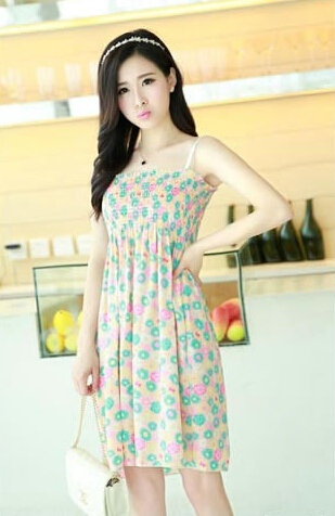 Cute Dresses Summer Girls Sleeveless Floral Short Sundresses - Green