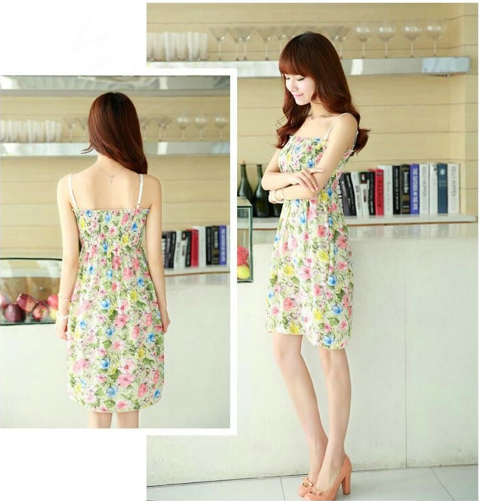 Cute Dresses Summer Girls Sleeveless Floral Short Sundresses - Pink