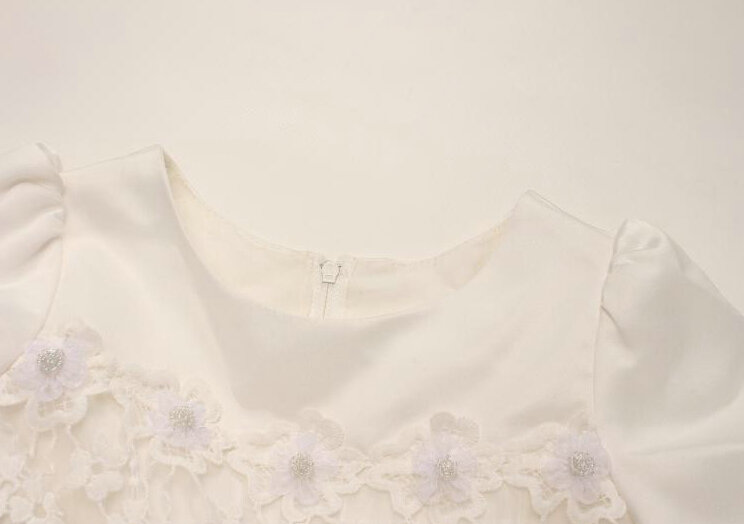 Cute Dresses Winter Flower Girls Bowknot Solid Wedding Party Dress - White