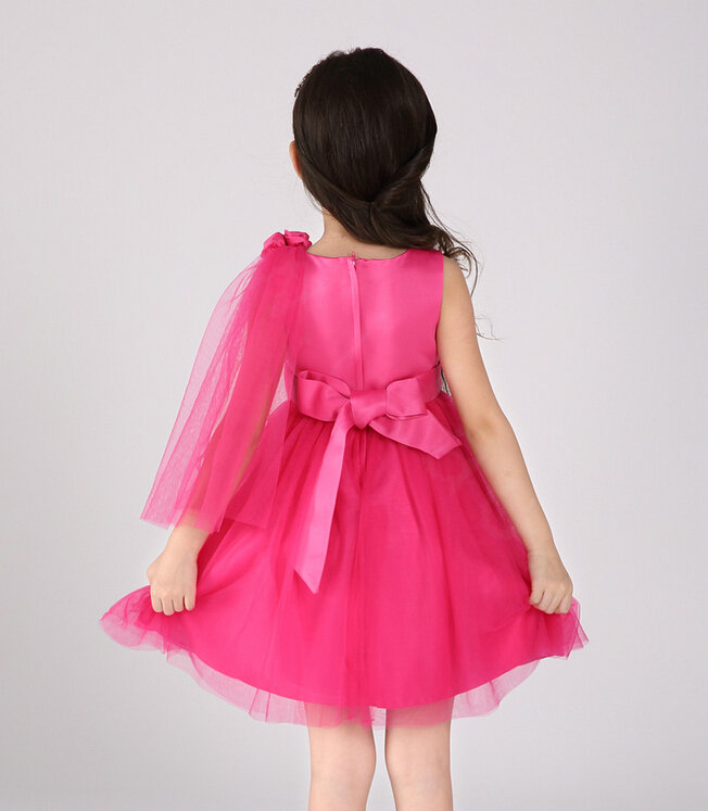 Cute Dresses Winter Flower Girls Knee Length Bowknot Wedding Party Dress - Rose