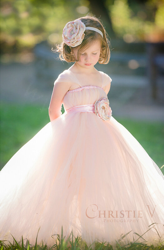 Cute Skirts Winter Flower Girls Long Suspenders Wedding Party Dress - Pink