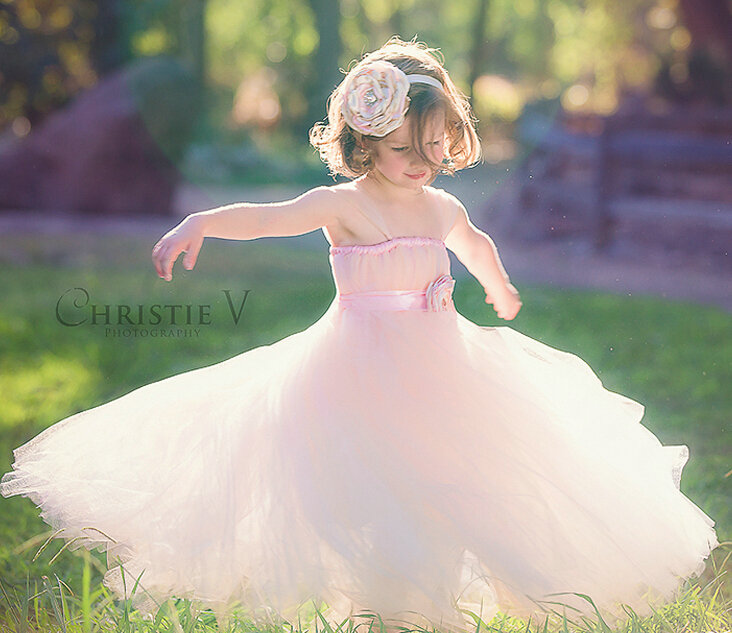 Cute Skirts Winter Flower Girls Long Suspenders Wedding Party Dress - Pink